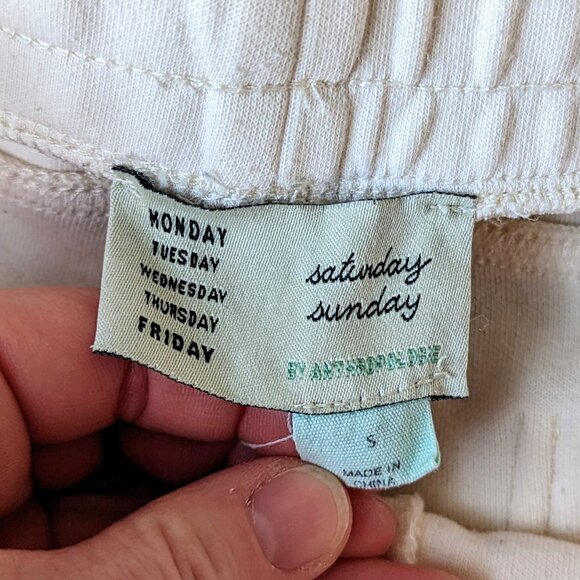 Anthropologie Saturday Sunday Ivory Dylan Cropped Snap Ankle Joggers small - Picture 6 of 9